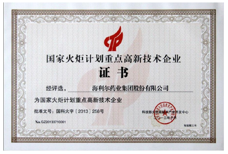 國家火炬計劃重點高新技術企業(yè)